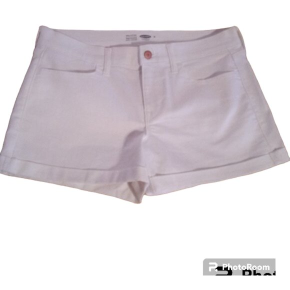 Old Navy white semi-fitted cuffed shorts sz 8 NEW - Picture 1 of 8